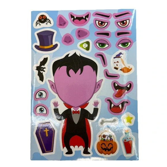 Make-a-face Sticker Stickers Sheets Make Your Halloween Monster 24 Sheets - Picture 2 of 16